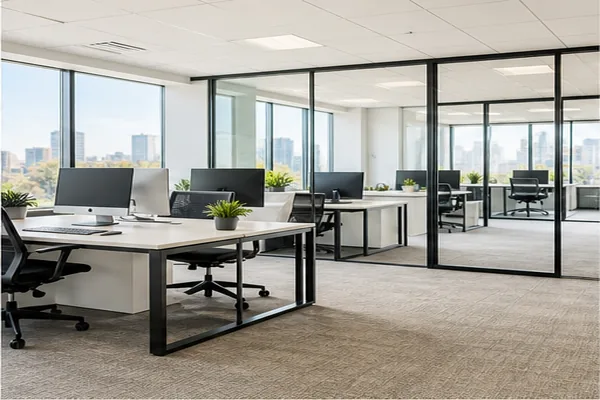 Clean, sunlit modern office