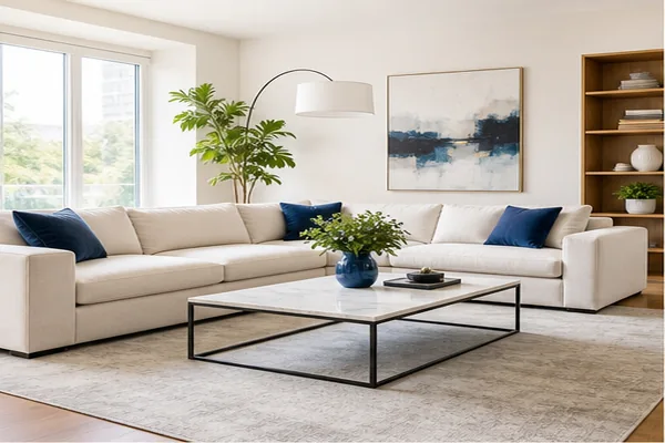 Bright, freshly arranged living room